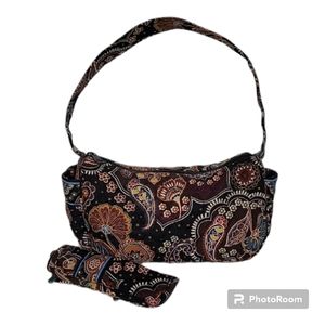 Vera Bradley Small Brown/Black Multi color Purse Handbag & Glasses Case